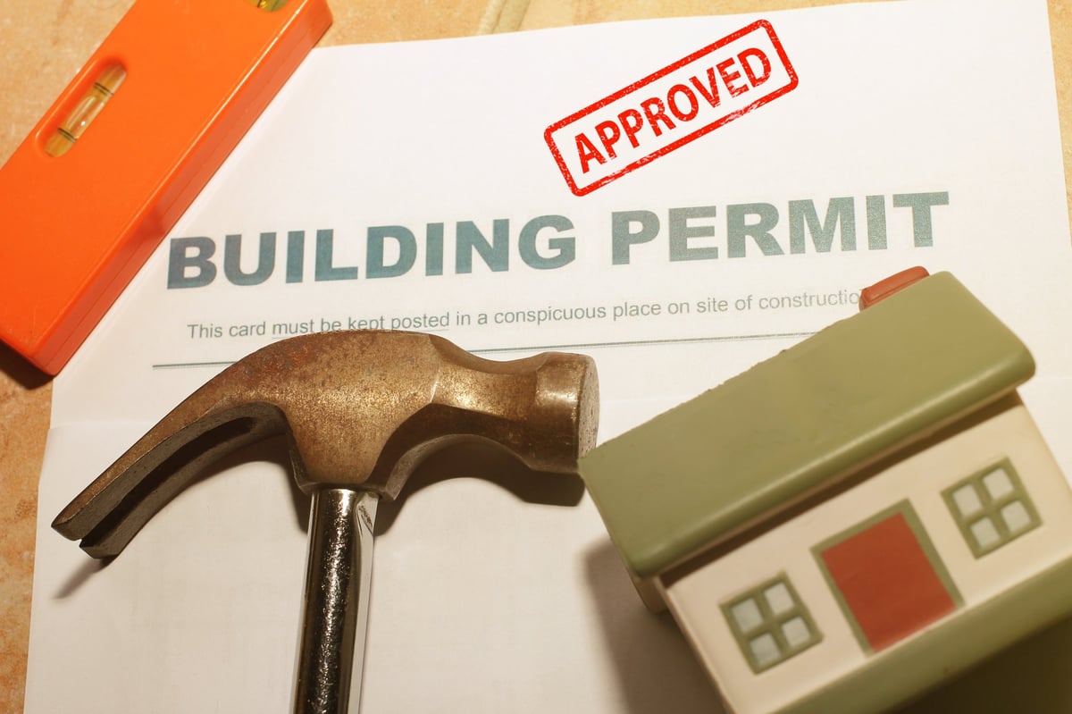 Approved building permit concept applied to a residential home drawing